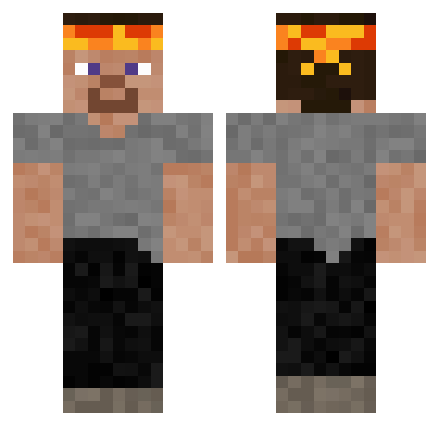 rovknir Minecraft skin, front and back view