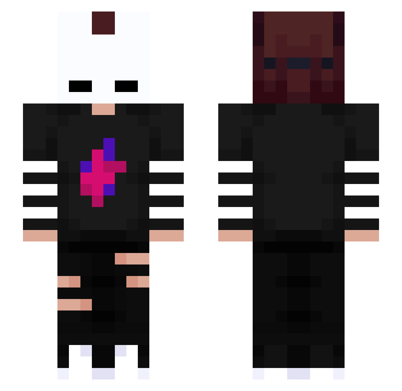 Rabb1tHood Minecraft skin, front and back view