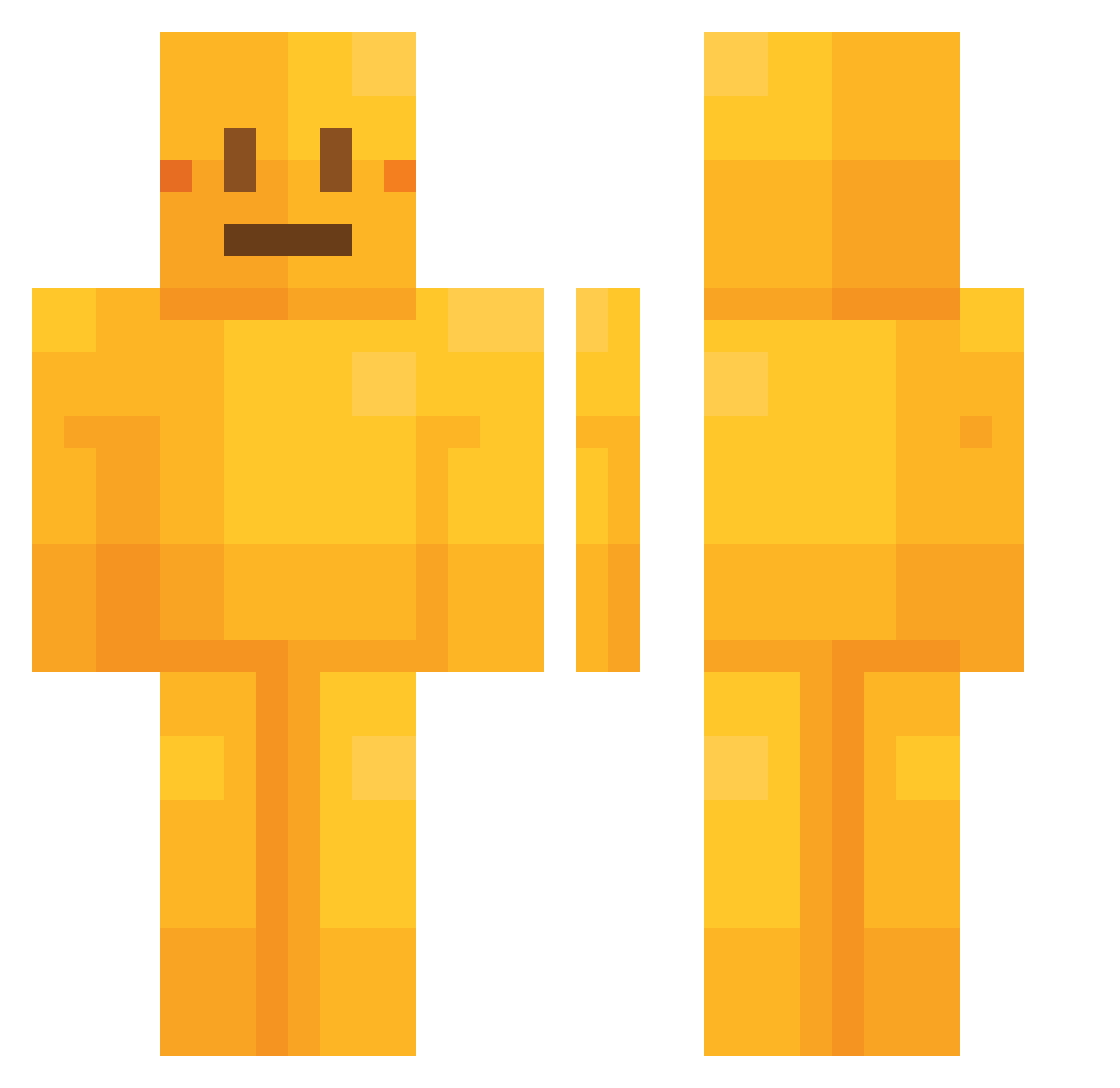 SaltyPot Minecraft skin, front and back view