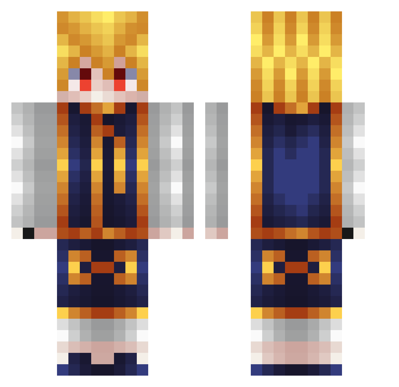 pigwarrio Minecraft skin, front and back view
