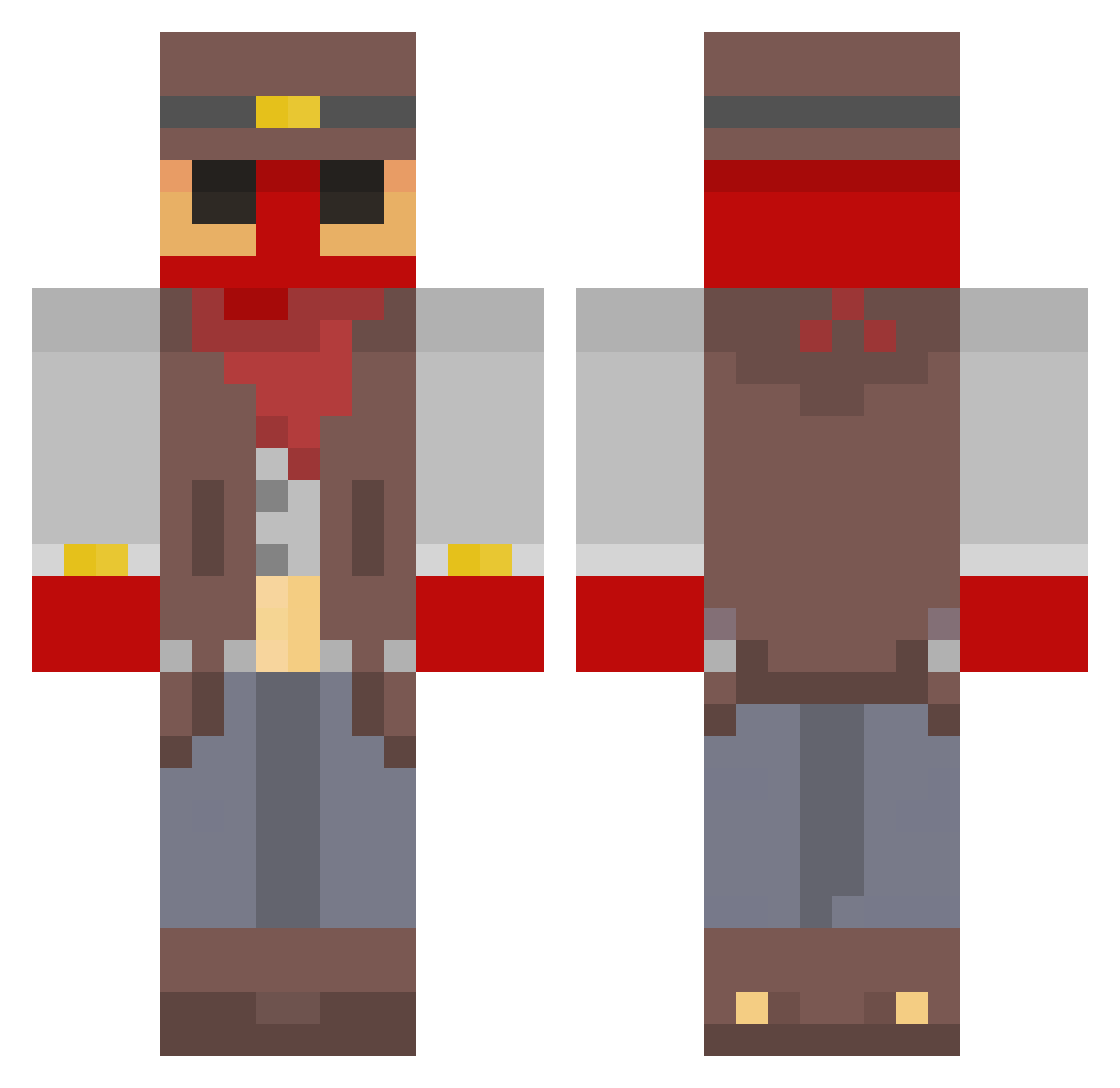 AceFlushunter Minecraft skin, front and back view