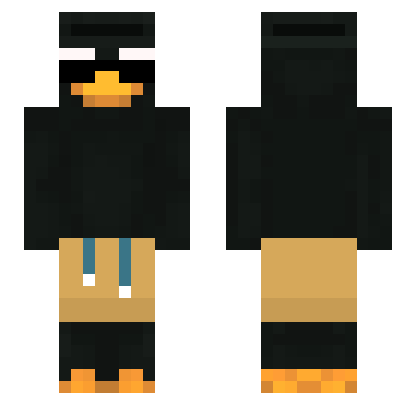 Revisualize Minecraft skin, front and back view