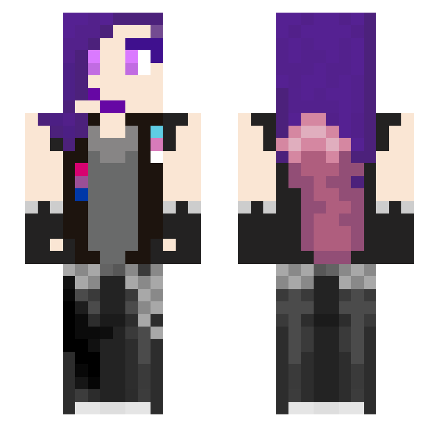 RainyEmbers Minecraft skin, front and back view