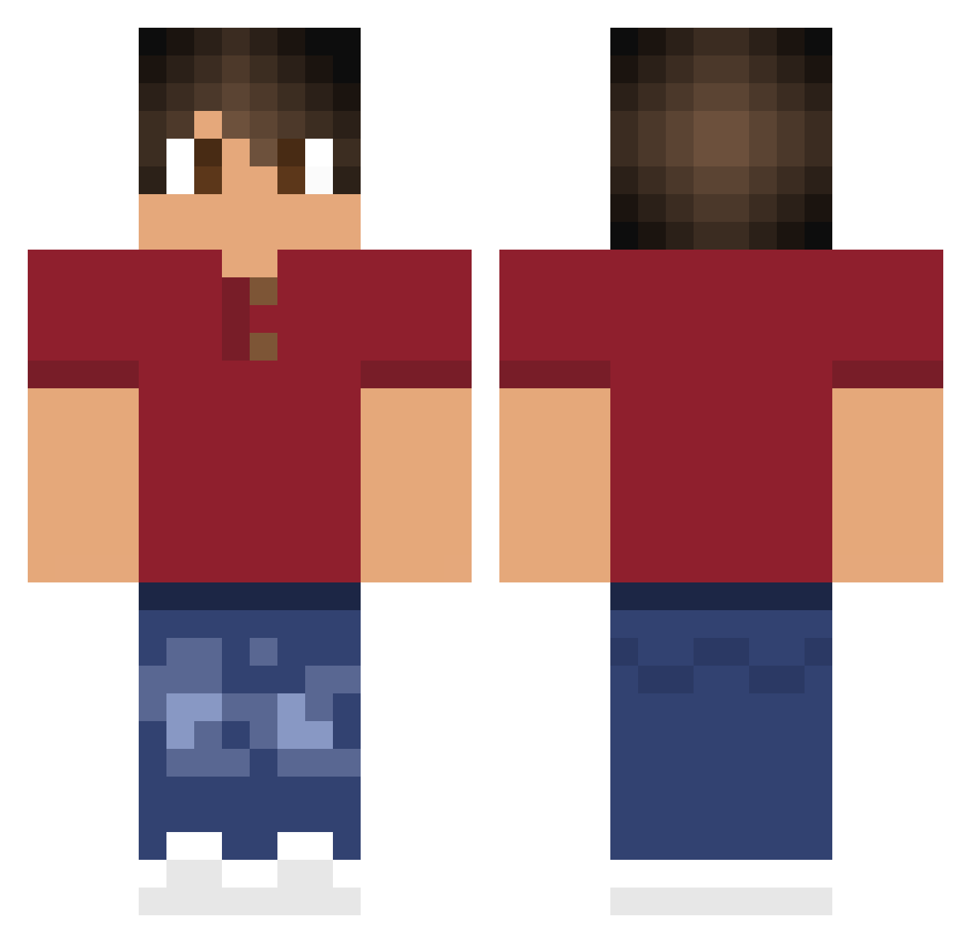 VanillaBoyE Minecraft skin, front and back view