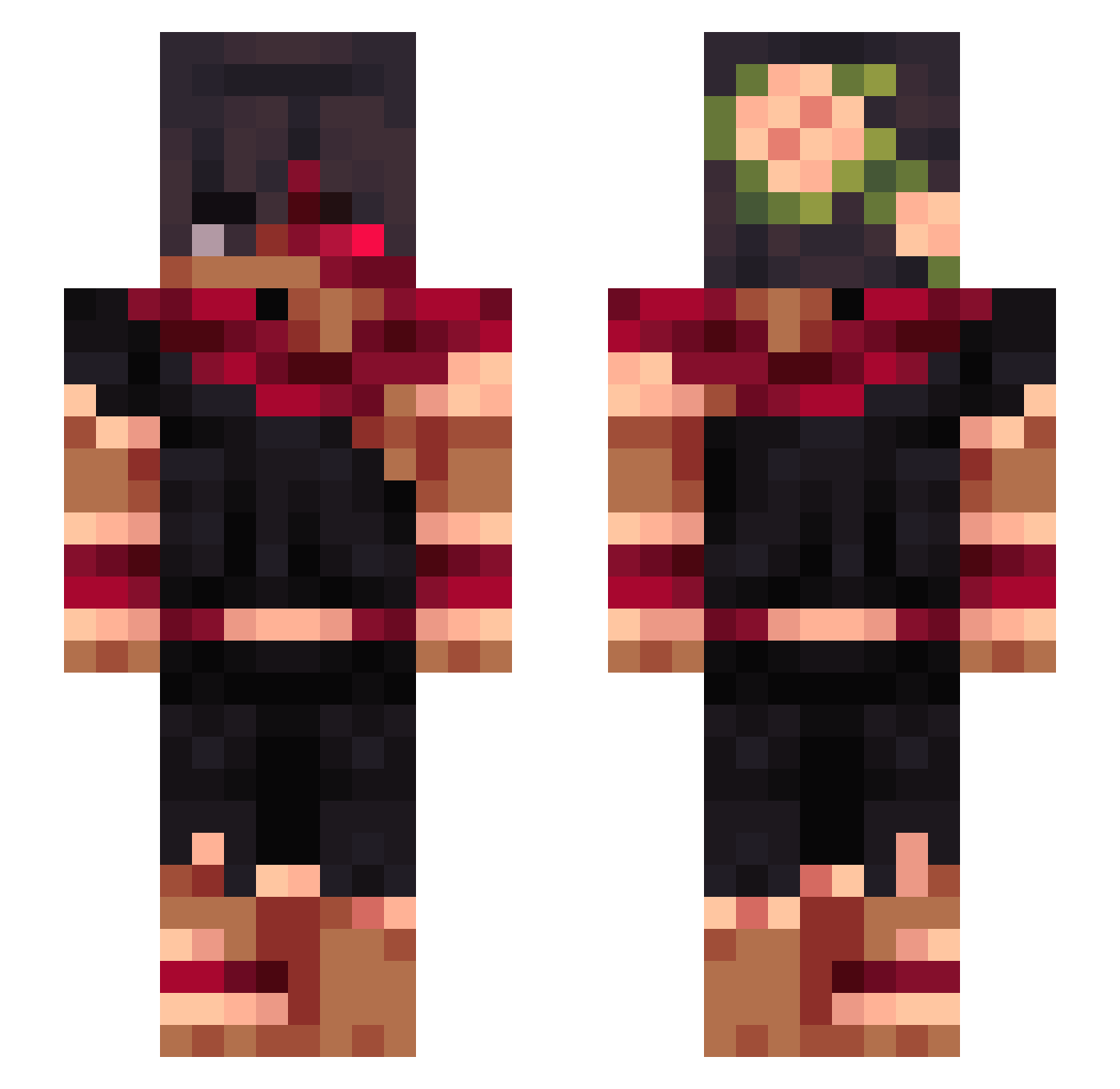 sxlence Minecraft skin, front and back view