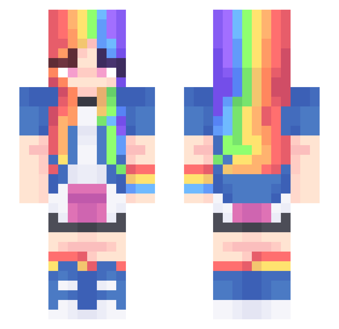 clairolvr Minecraft skin, front and back view