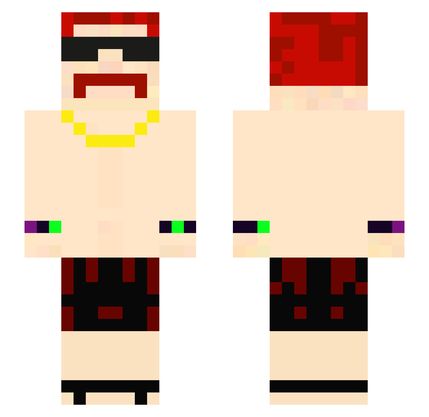 affropuff Minecraft skin, front and back view