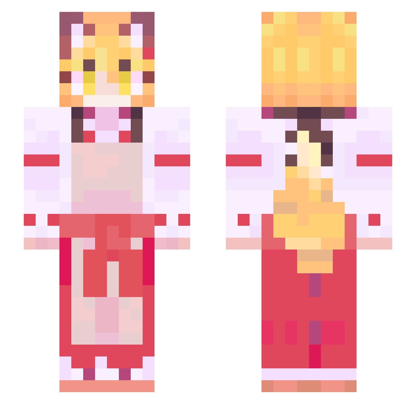 Rinnyhere Minecraft skin, front and back view