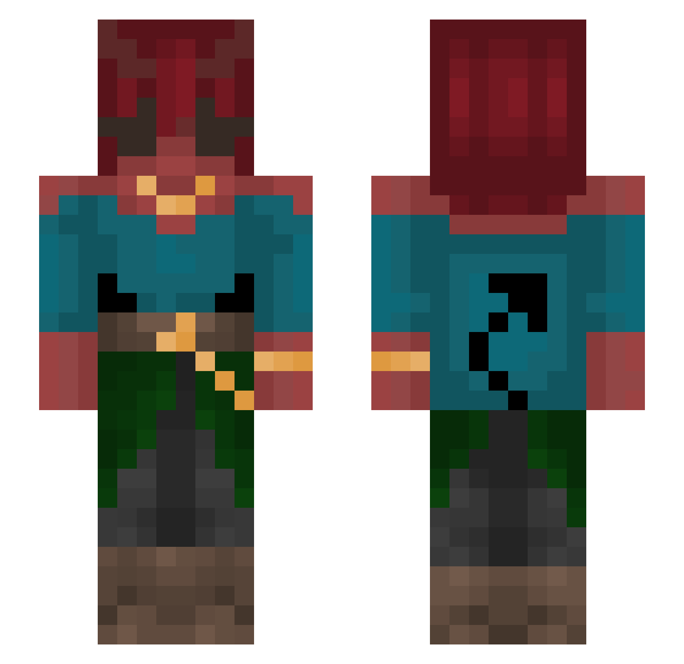 Lyragotlost Minecraft skin, front and back view