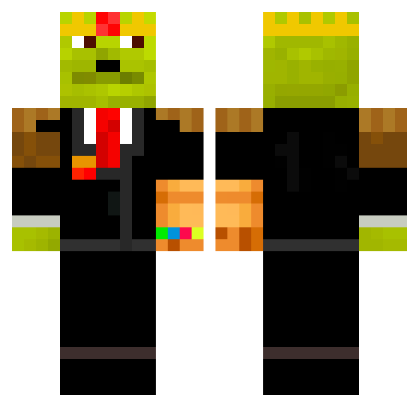 Freshbeever Minecraft skin, front and back view