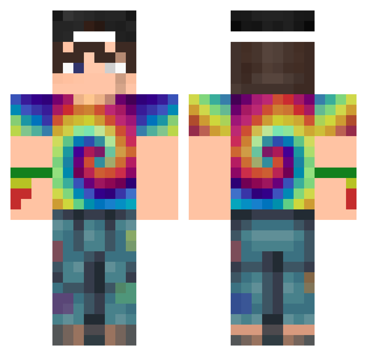 surfistico Minecraft skin, front and back view