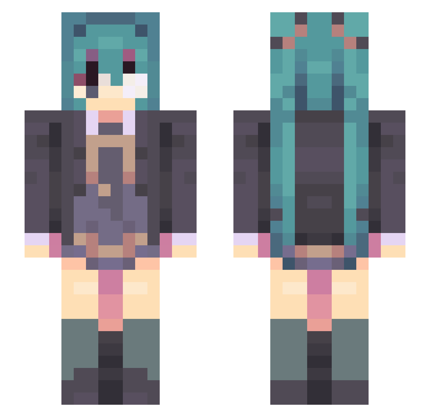 strawbsyrp Minecraft skin, front and back view