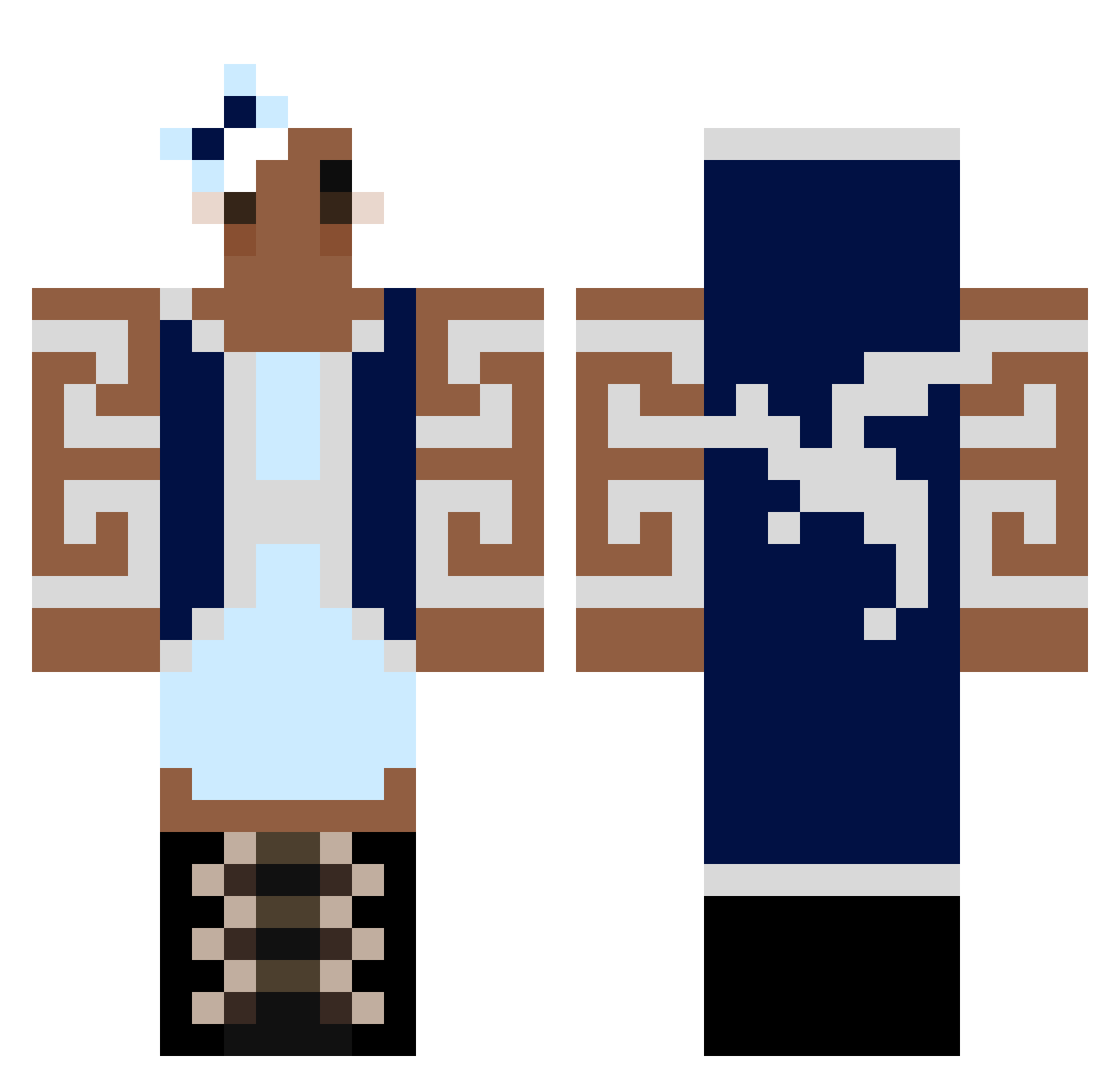 Aleta Minecraft skin, front and back view