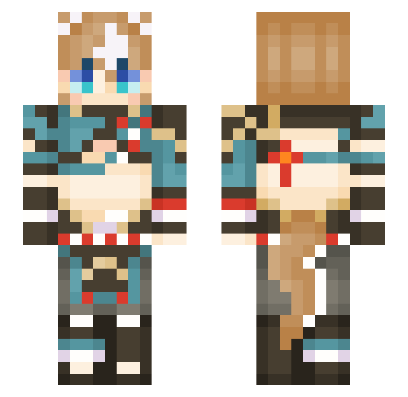 zulutv Minecraft skin, front and back view