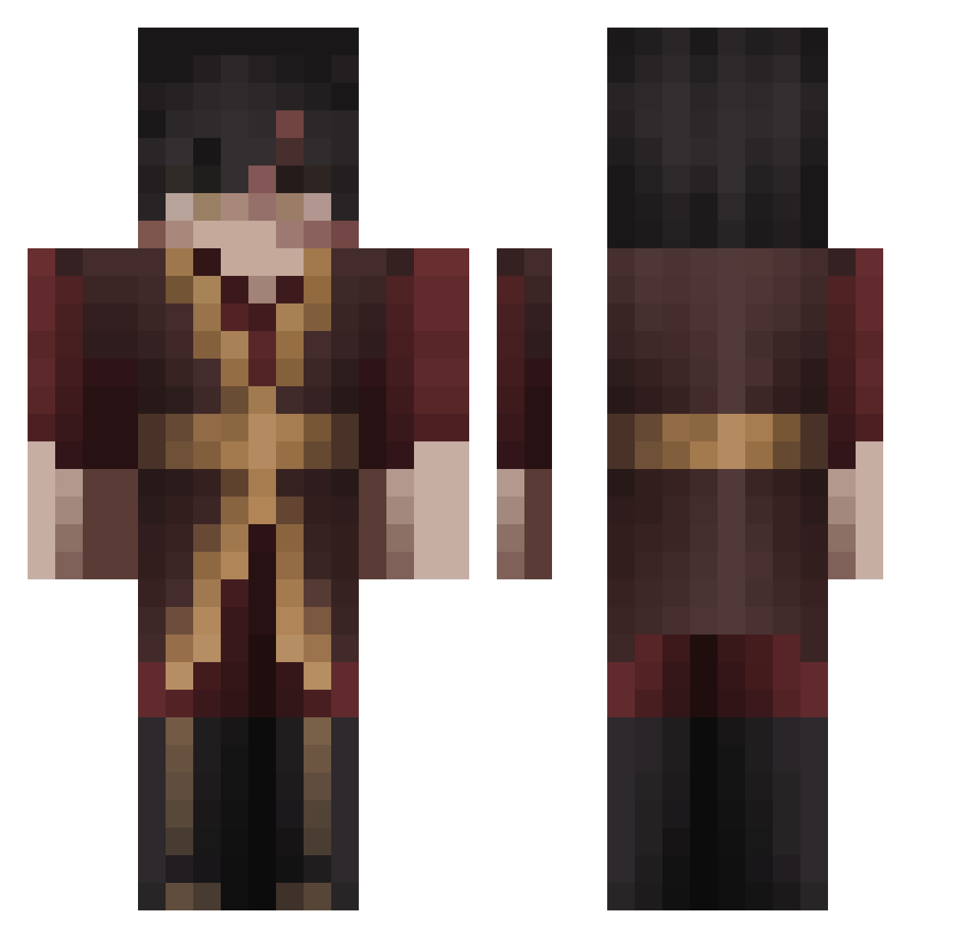 zxadsS2 Minecraft skin, front and back view