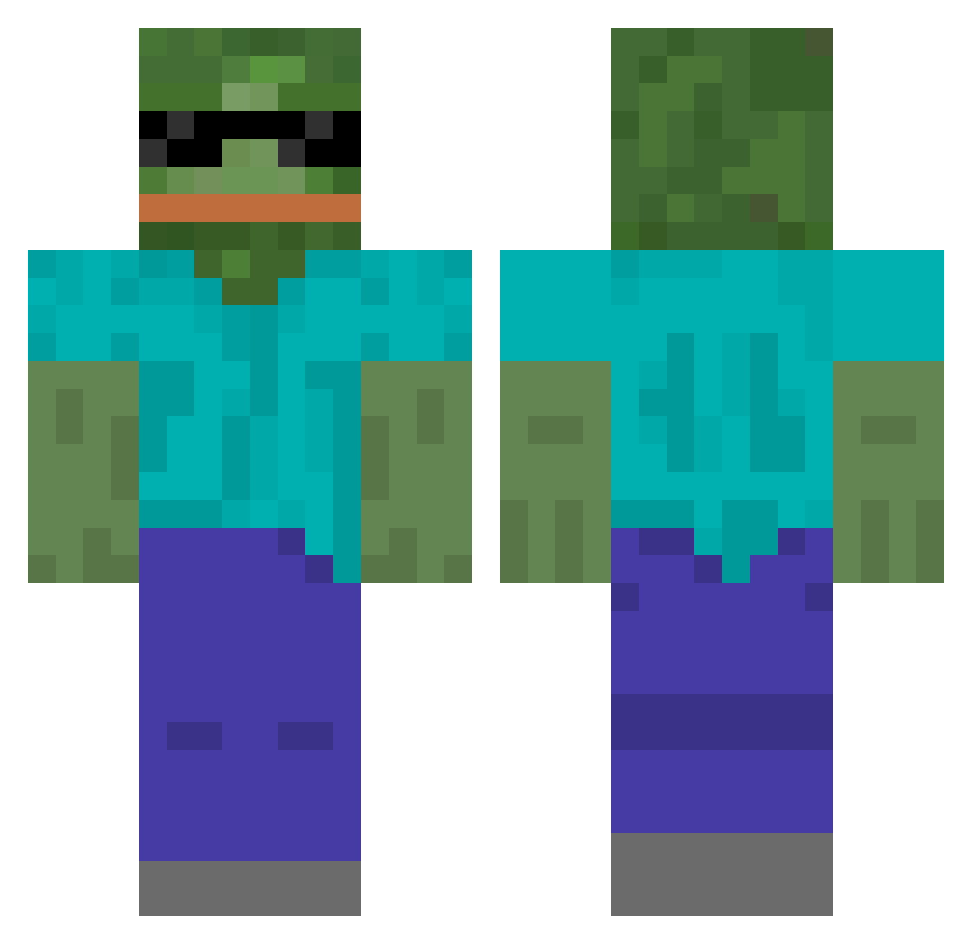 Ricins Minecraft skin, front and back view