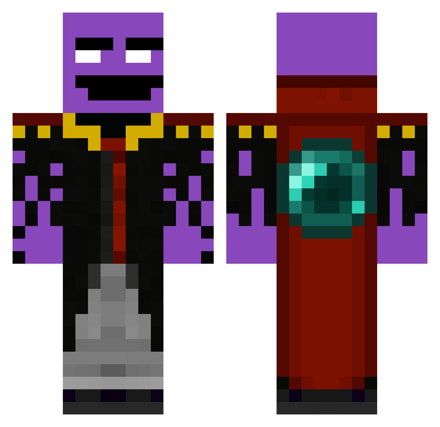 Bacterious Minecraft skin, front and back view