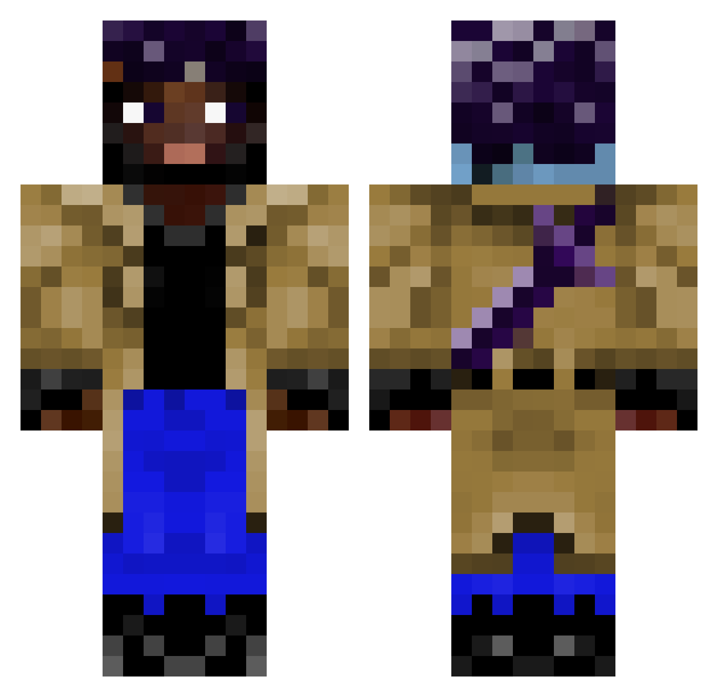 Rikari Minecraft skin, front and back view
