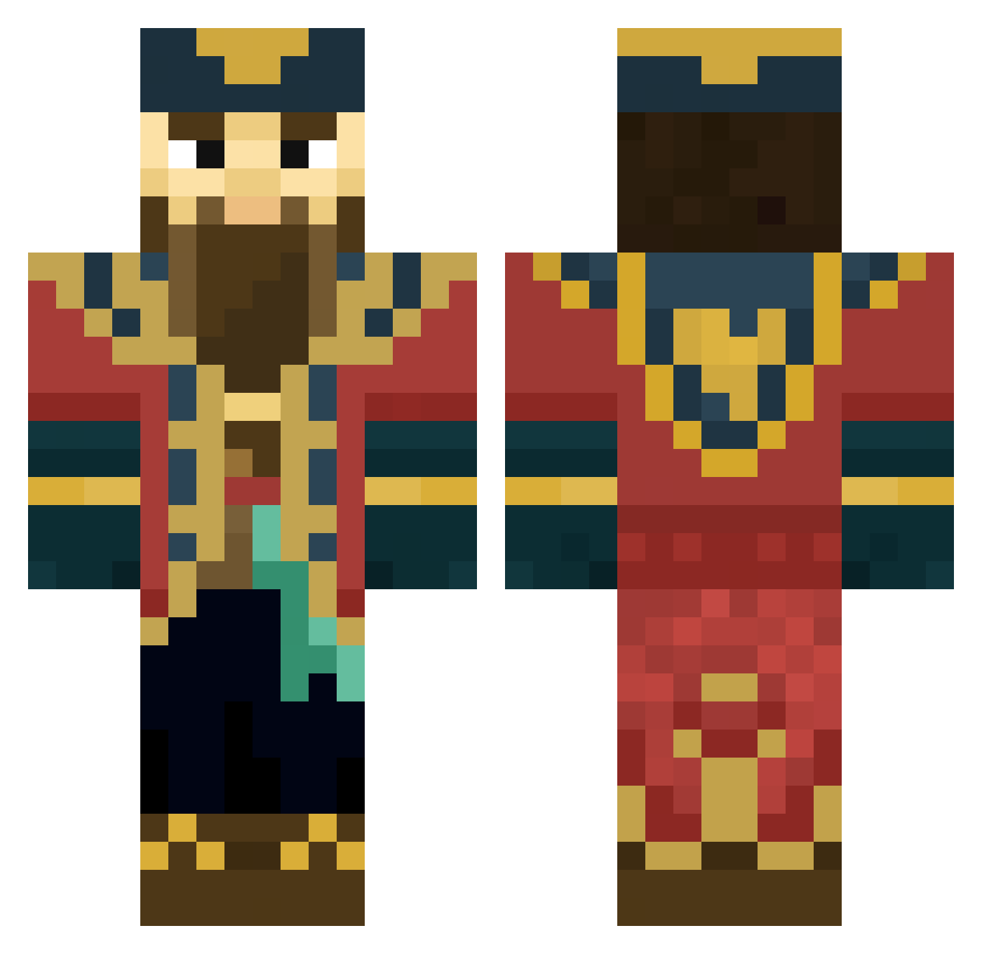 Chefistan Minecraft skin, front and back view