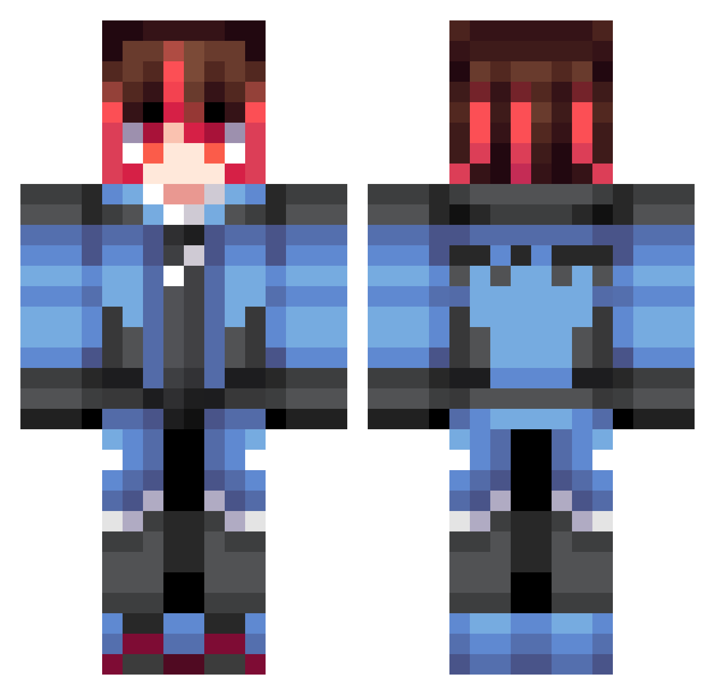Shiftstory Minecraft skin, front and back view