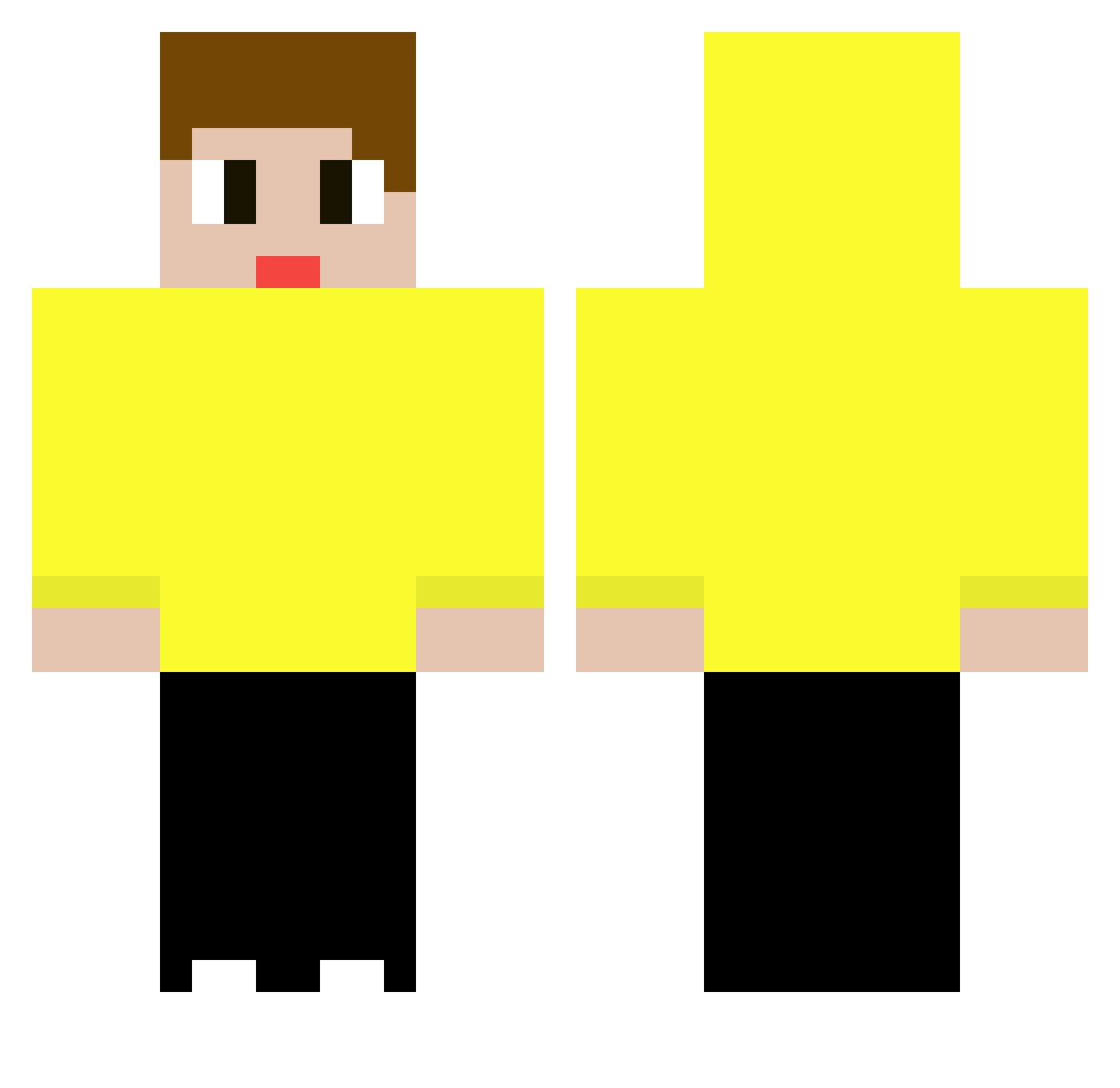 Riisgamer Minecraft skin, front and back view