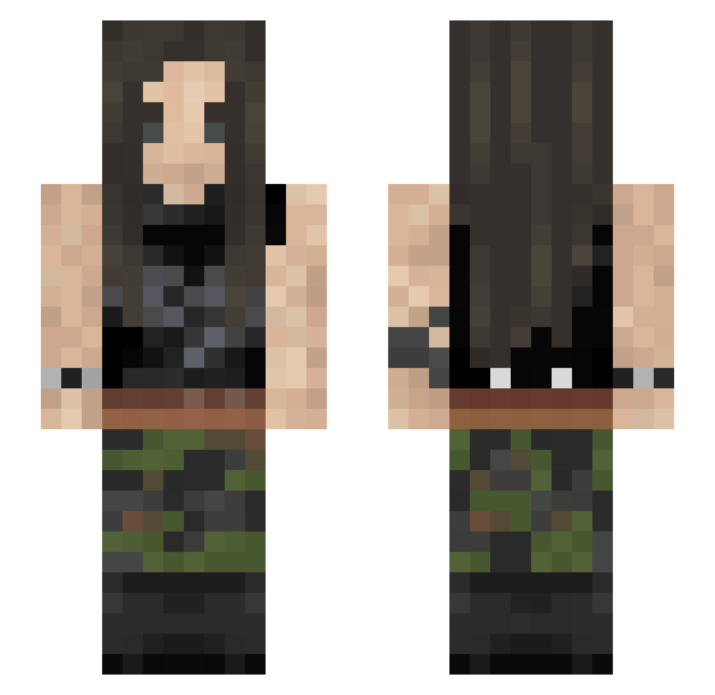 Denruru Minecraft skin, front and back view