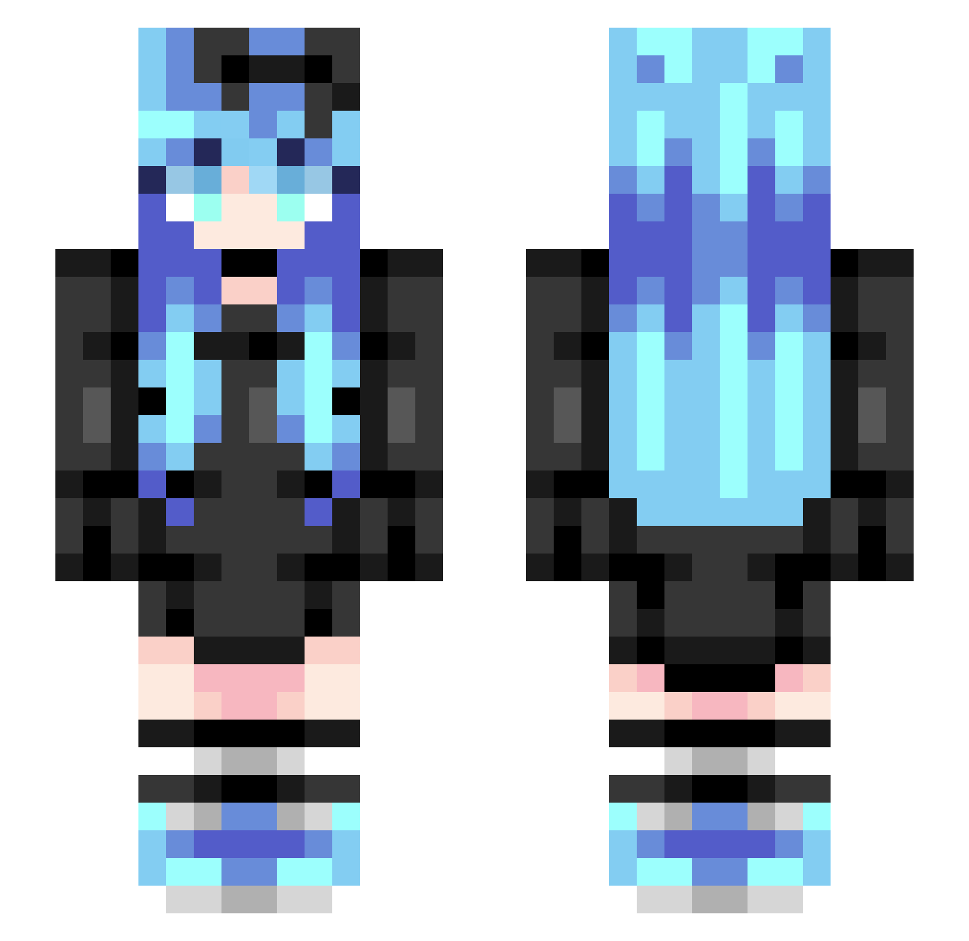 Just7th Minecraft skin, front and back view