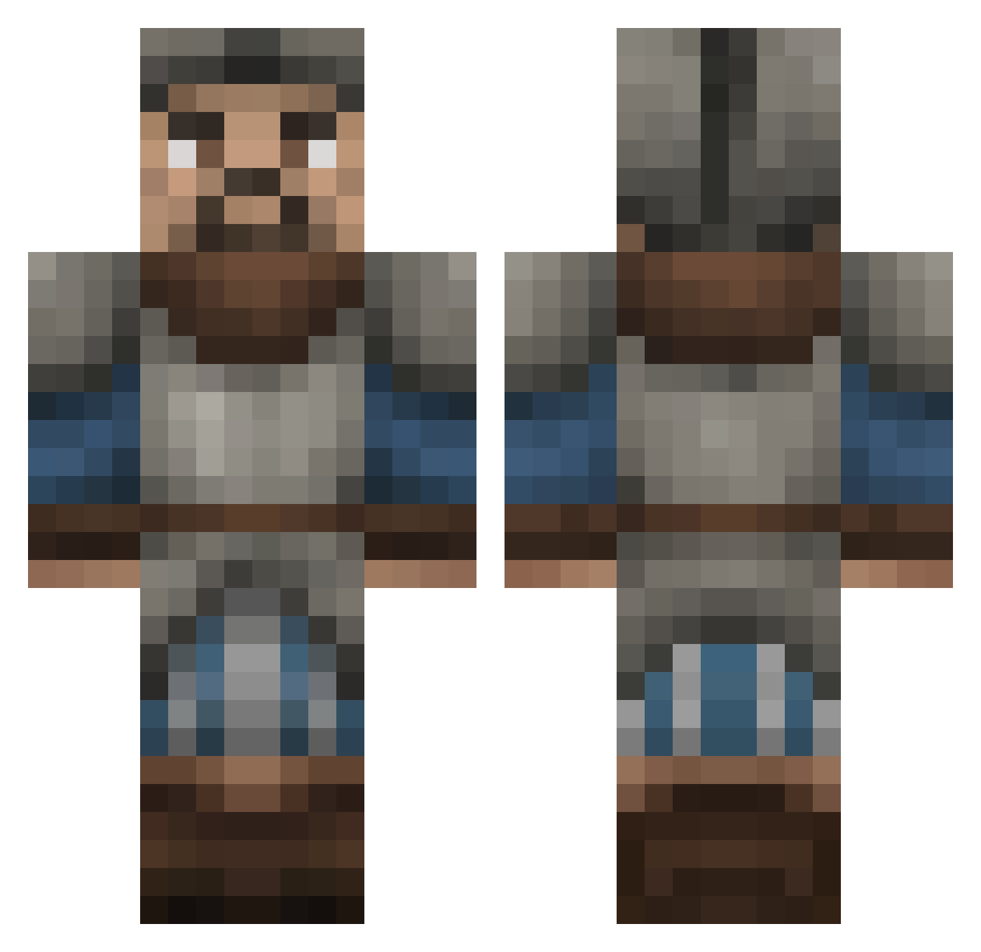 Rebuilder Minecraft skin, front and back view