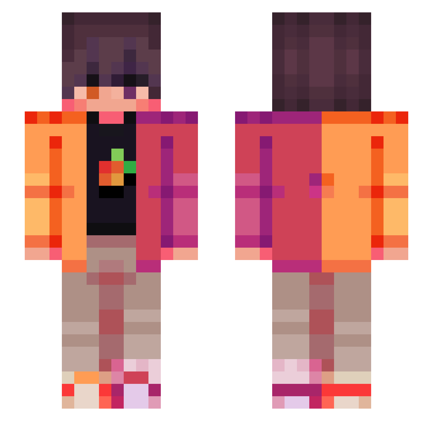 SmartBuilderLK Minecraft skin, front and back view