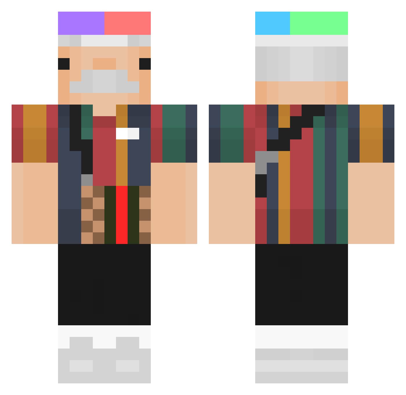 Zegk Minecraft skin, front and back view