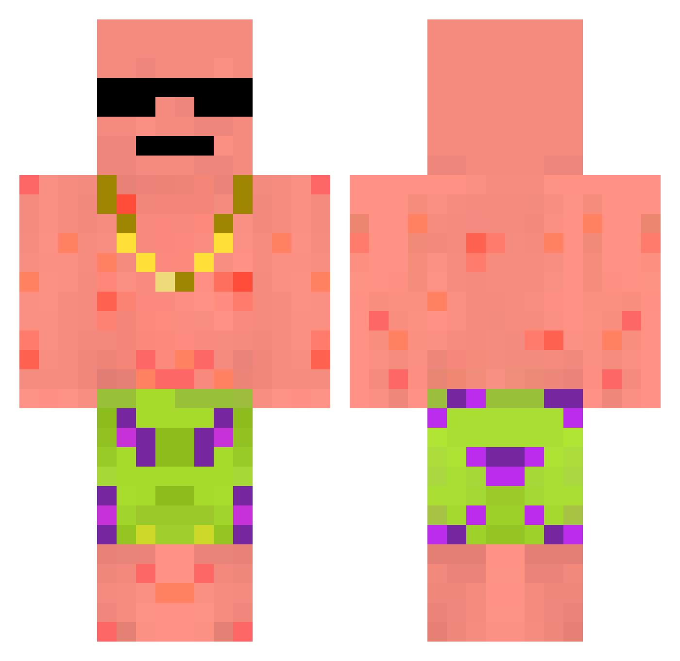 Sexyghost Minecraft skin, front and back view