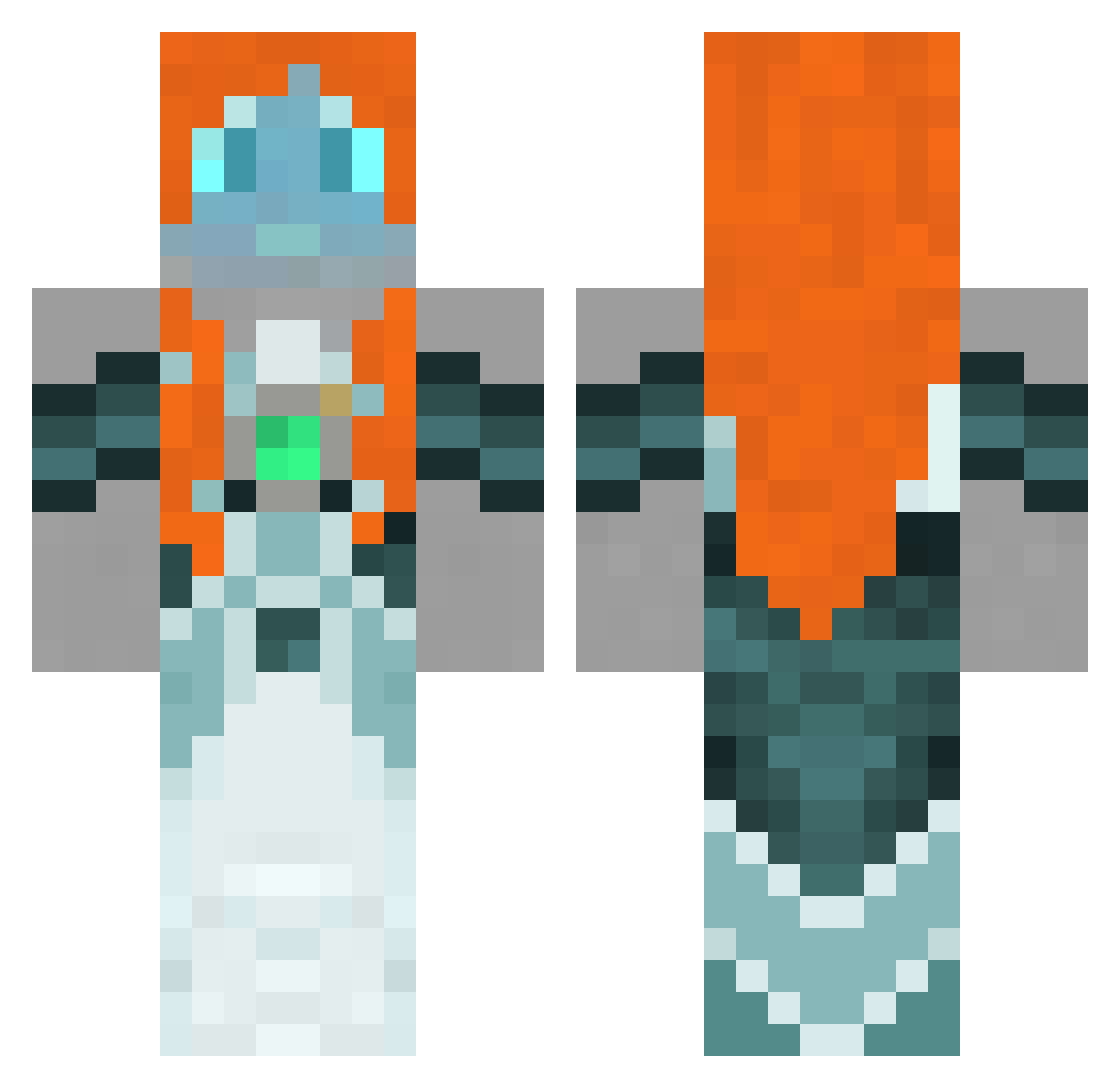 Visage Minecraft skin, front and back view