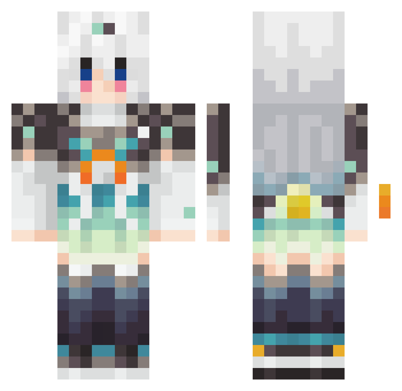 Onfish Minecraft skin, front and back view