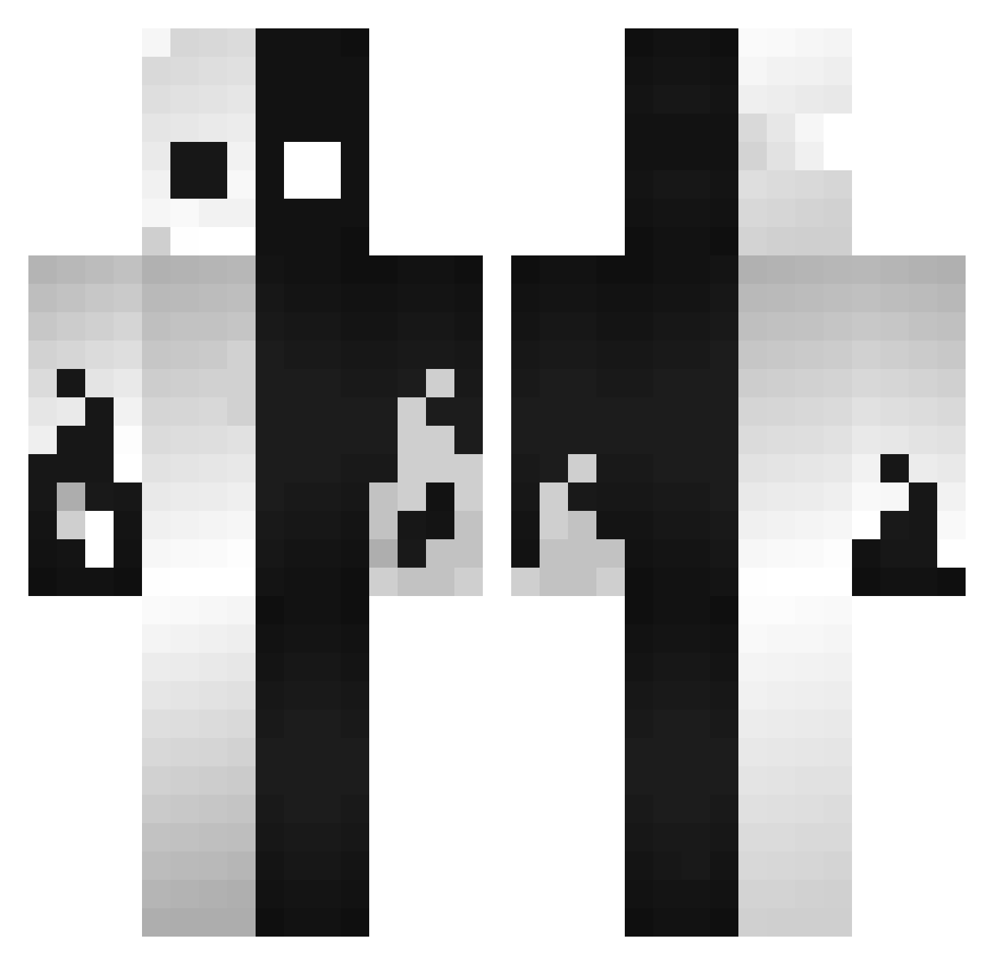 Knxwn Minecraft skin, front and back view