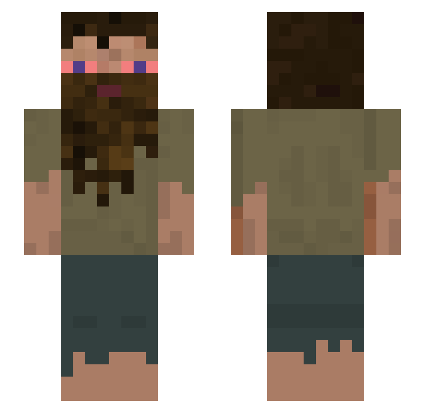 HeteroMasa Minecraft skin, front and back view