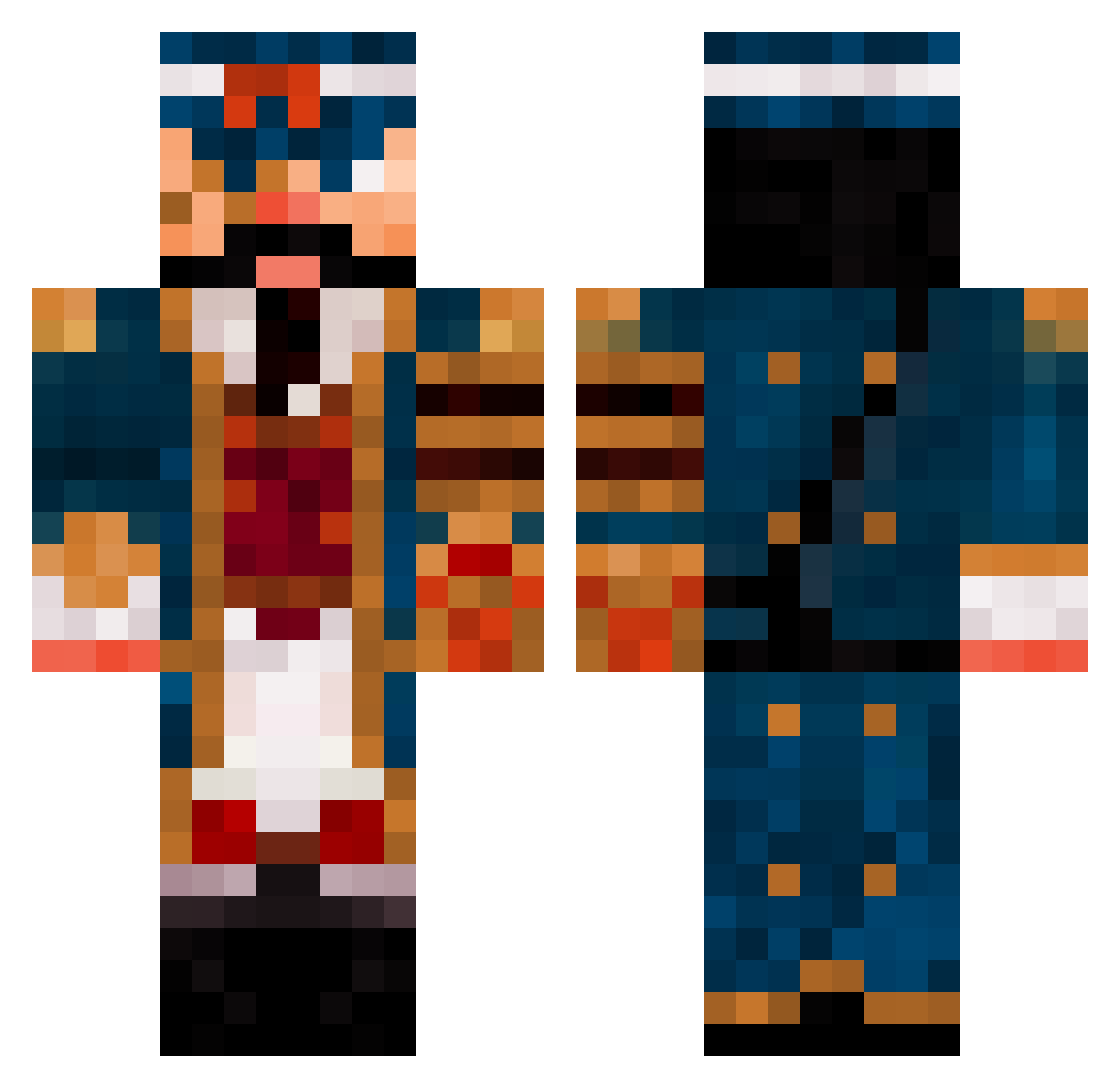 Thekenos Minecraft skin, front and back view