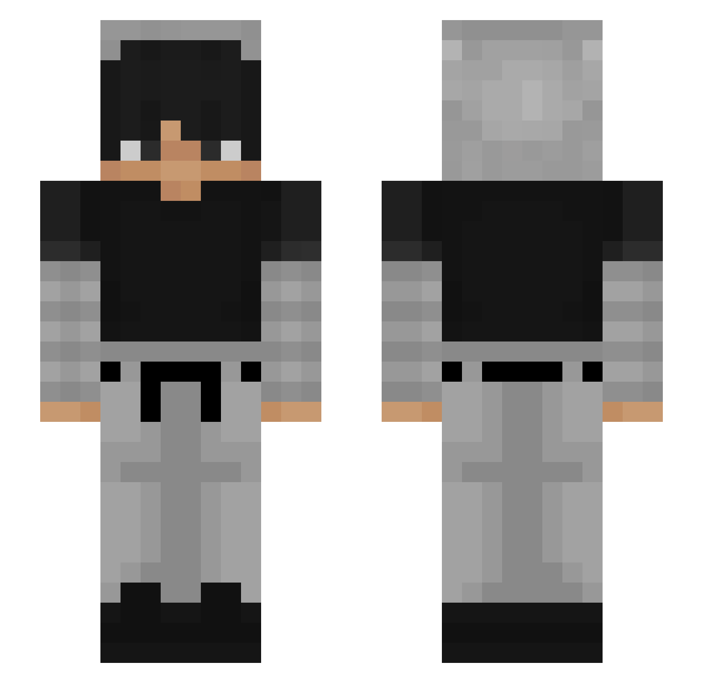 RickyBunz Minecraft skin, front and back view