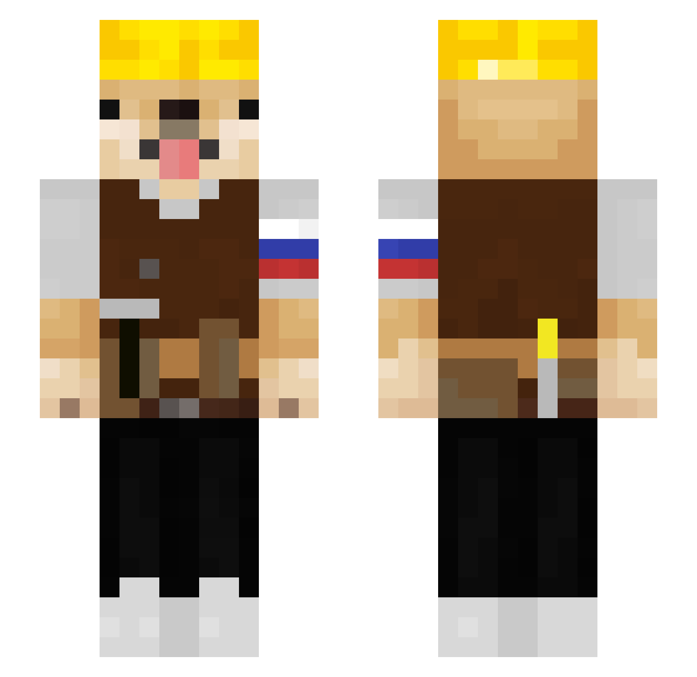 WestVirginia Minecraft skin, front and back view
