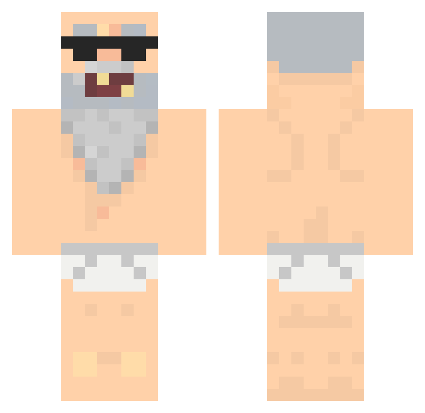 TZ0A Minecraft skin, front and back view