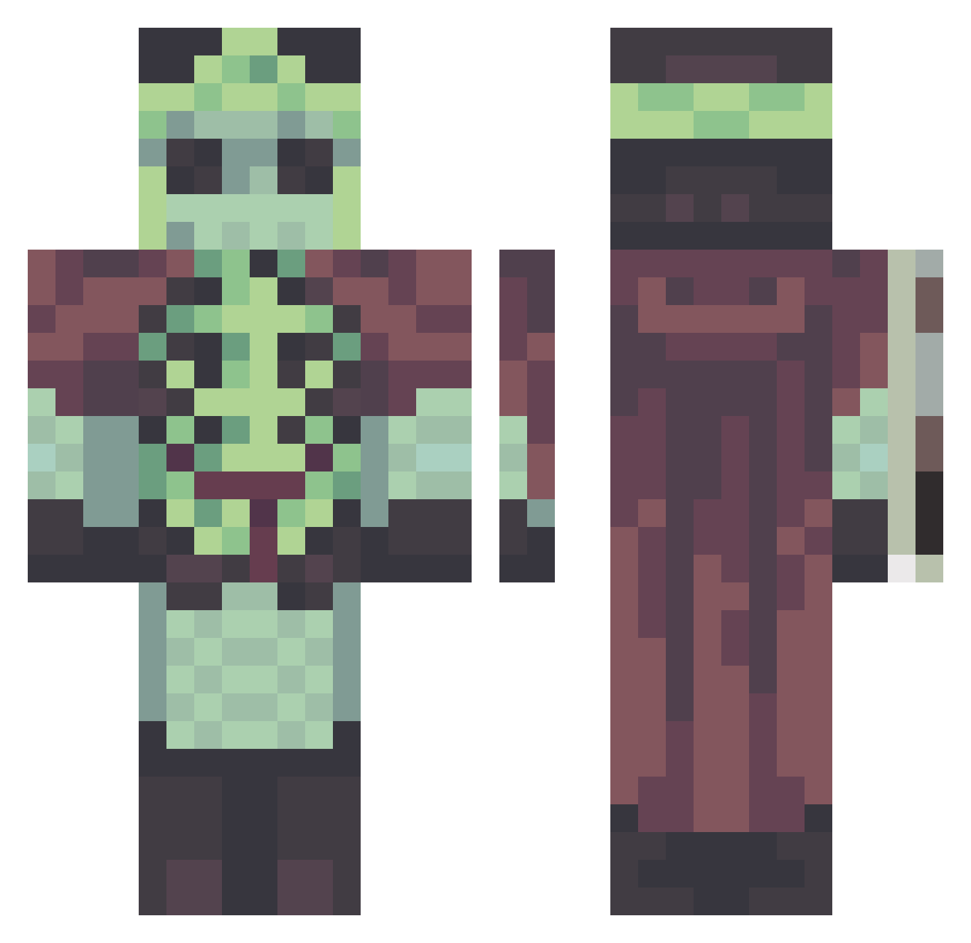 BroofQuadScorpi Minecraft skin, front and back view