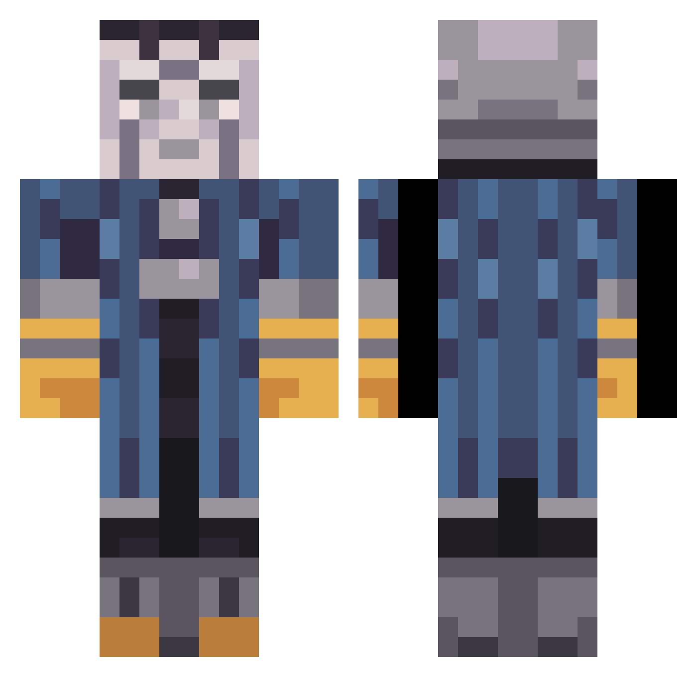 theF33z Minecraft skin, front and back view