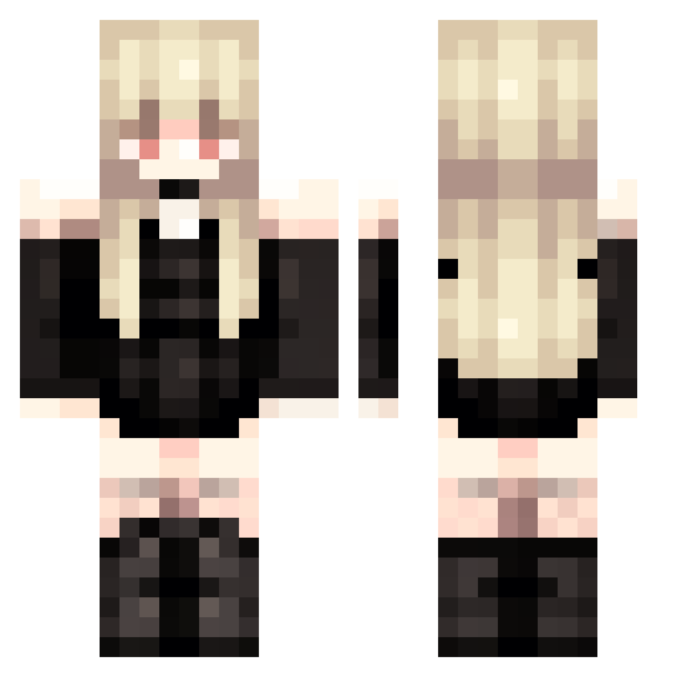 silliestbug Minecraft skin, front and back view