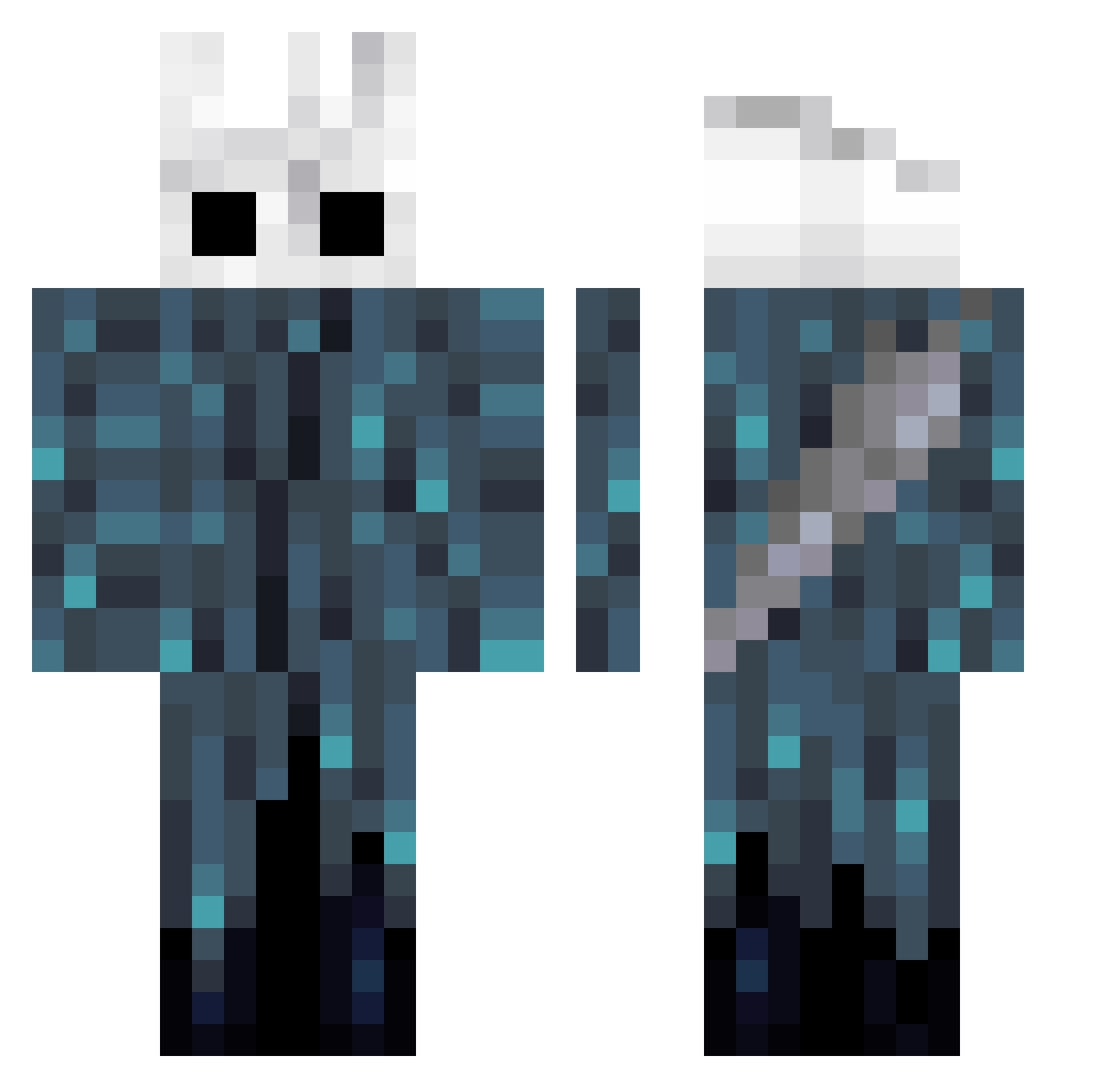 HoloVortex Minecraft skin, front and back view