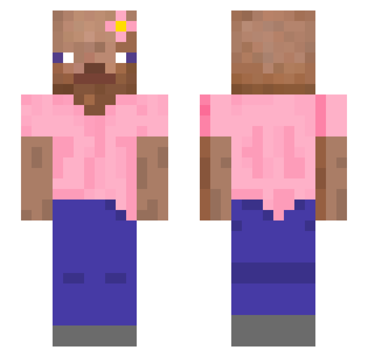 moistyoats Minecraft skin, front and back view