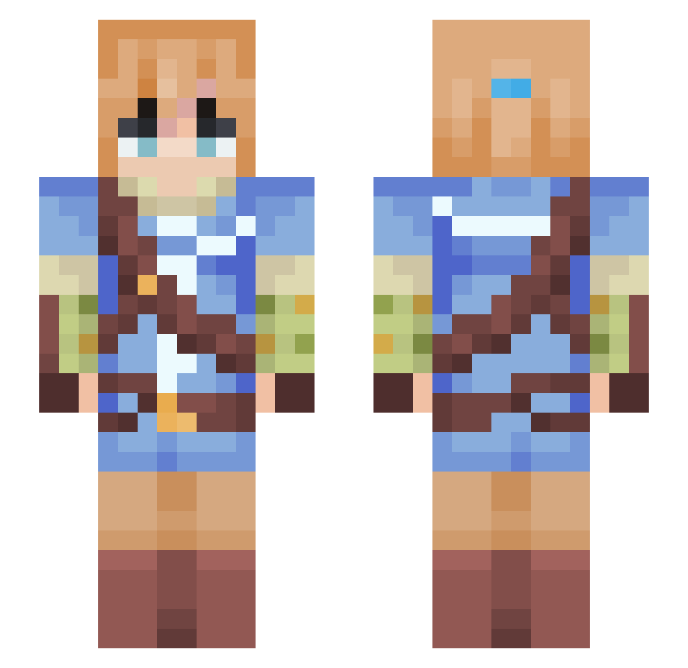 ToasterThirteen Minecraft skin, front and back view