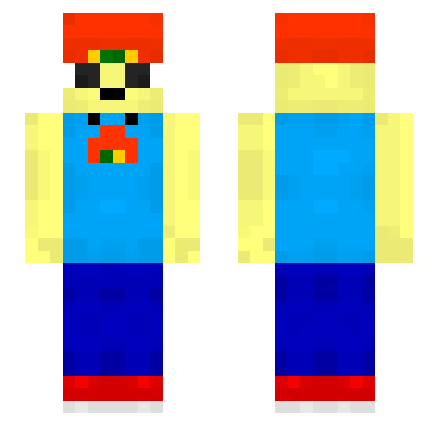skelm Minecraft skin, front and back view