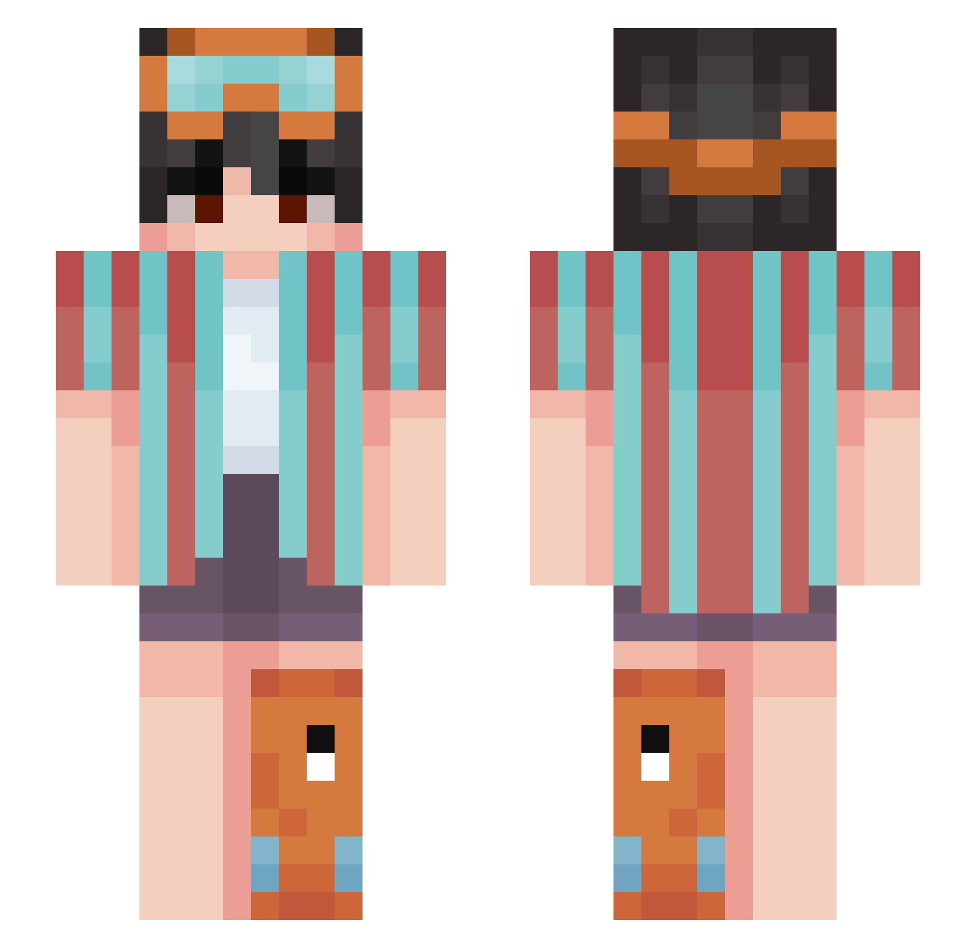 Jimboz Minecraft skin, front and back view
