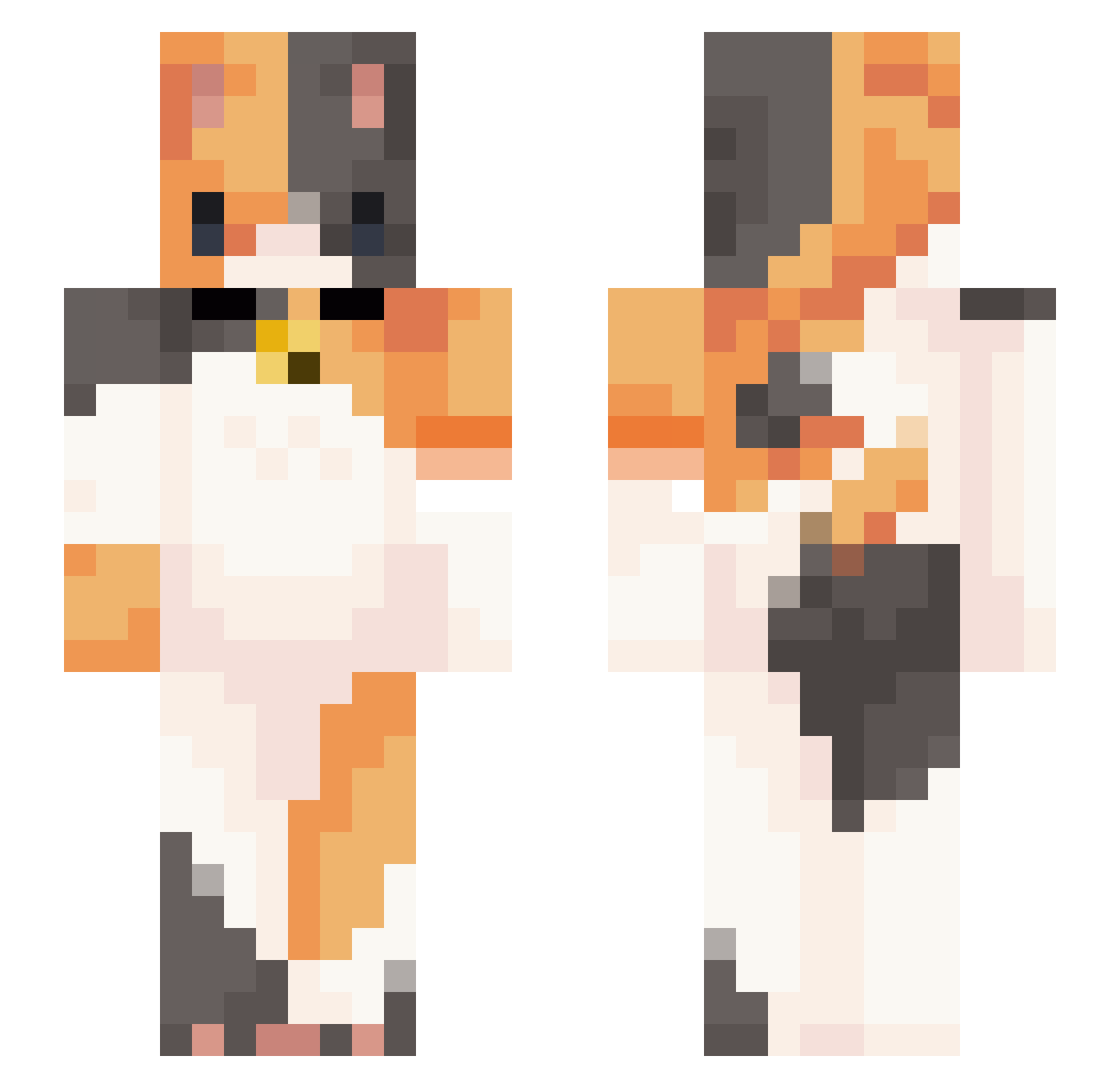 unsoft Minecraft skin, front and back view