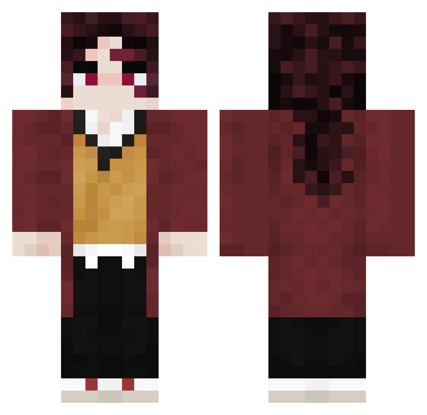 xiooni Minecraft skin, front and back view