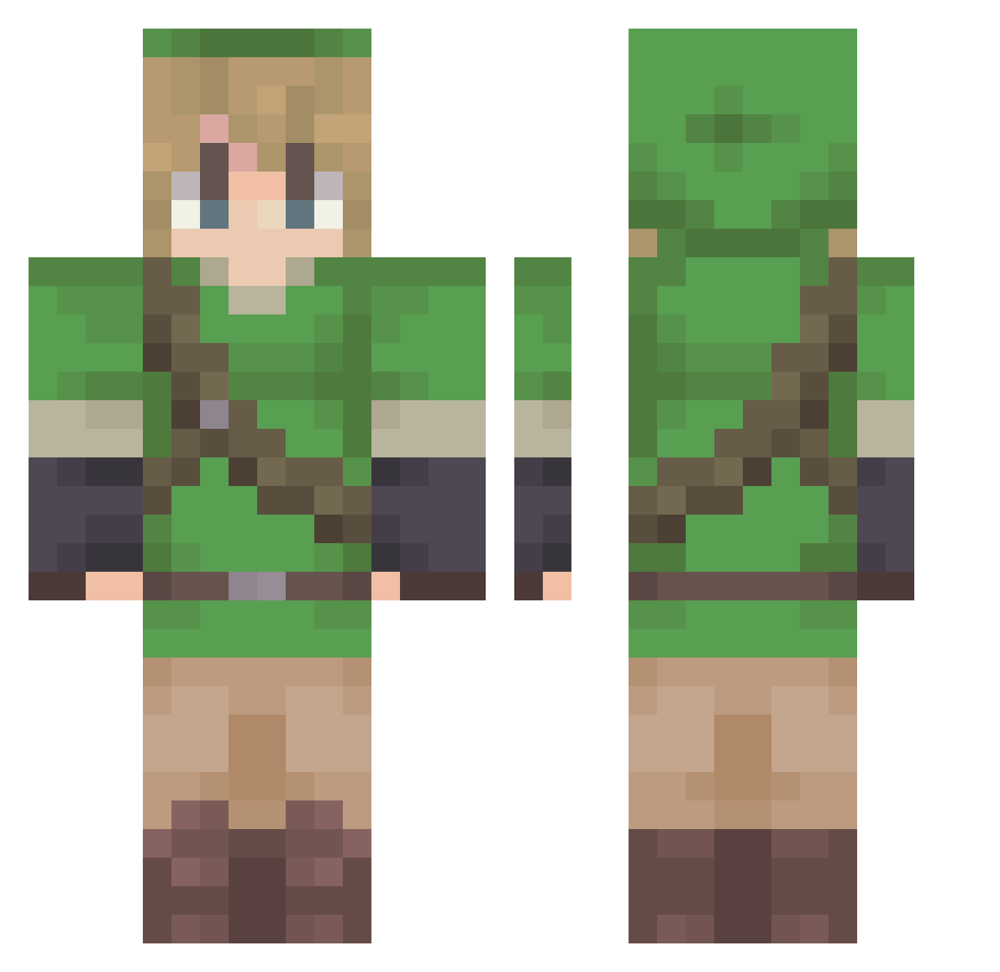 ZachMinecart Minecraft skin, front and back view